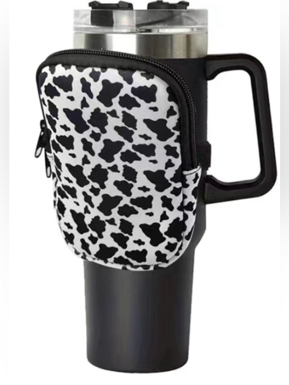 Cow Print Travel Mug Pouch Accessory